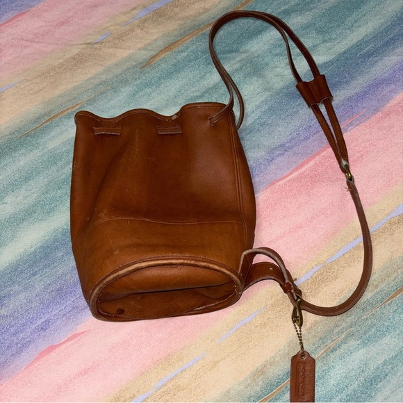 Vintage Old COACH 9984 Drawstring Shoulder Bag -Brown Leather - Picture 13 of 13